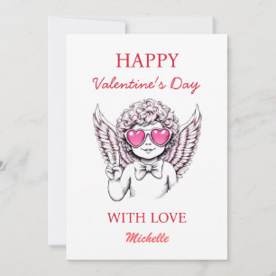 Coquette angel cherub heart Happy Valentine's Day  Holiday Card