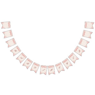 Coquette Baby Girl Bunting Banner, Pink Bow Floral Flags
