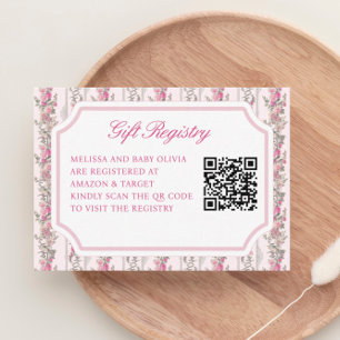 Coquette Baby Shower QR Code Gift Registry Enclosure Card