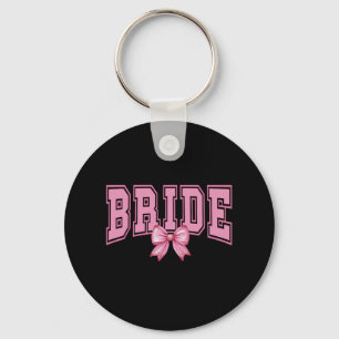 Coquette Bachelorette Party Bride White Keychain