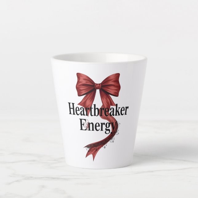 Coquette Baddie Aesthetic with Red Ribbon Latte Mug (Front)