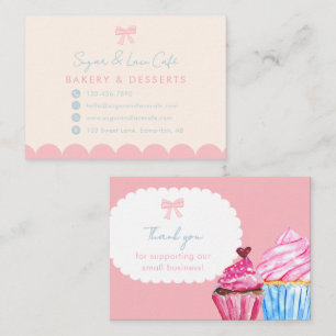 Coquette Bakery Pink Bow Cute Pastel Blue Business Card