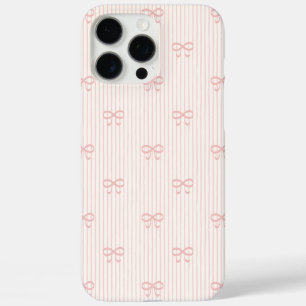 Coquette Ballet Pink Ribbon Bows & Pinstripes iPhone 16 Pro Max Case