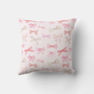 Coquette Balletcore Light Pink Bows Throw Pillow