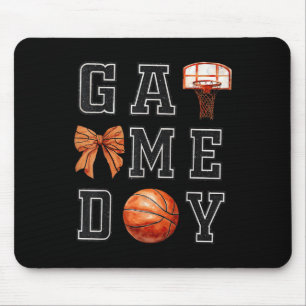 Coquette Basketball Bow Game Day Basketball Mom  Mouse Pad