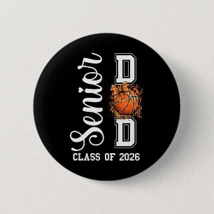 Coquette Basketball Bow Senior Dad Cl Of 2026 Grad 2 Inch Round Button