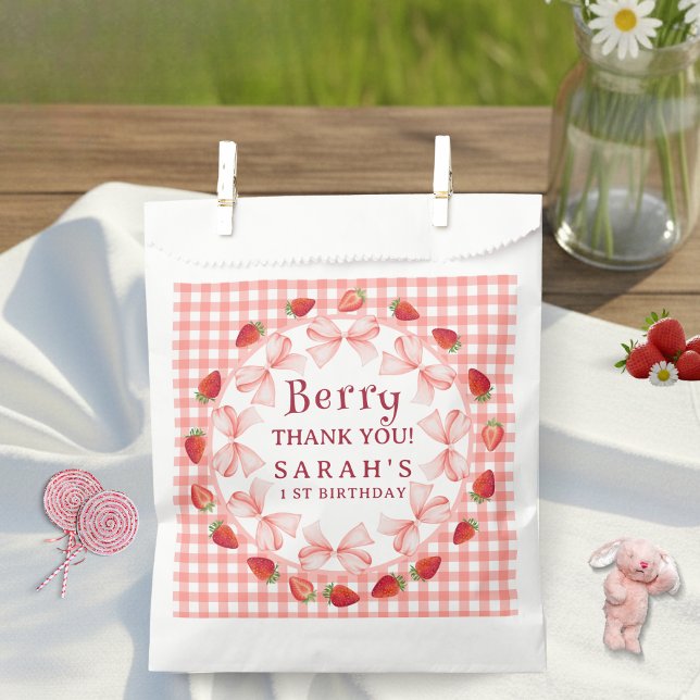 Coquette Berry First Birthday Red Gingham Favour Bag (Coquette Berry First Birthday Red Gingham Favor Bag)
