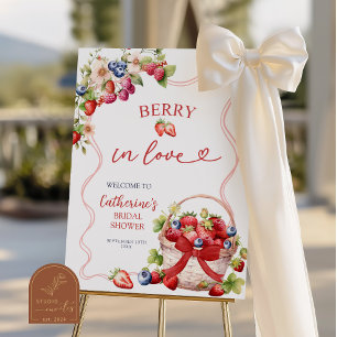 Coquette Berry In Love Bridal Shower Welcome Sign