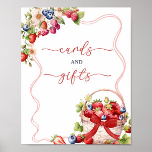 Coquette Berry In Love Cards and Gifts Party Sign