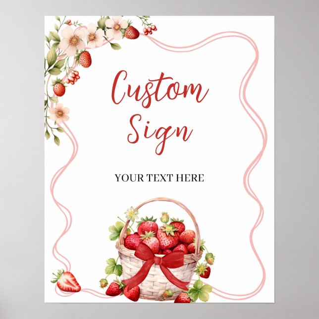 Coquette Berry In Love Custom Party SIgn (Front)