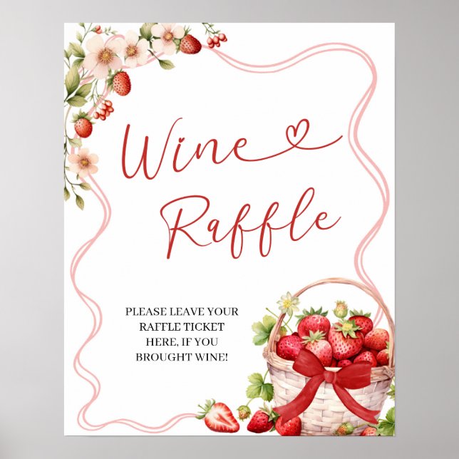 Coquette Berry In Love Wine Raffle Game Sign (Front)
