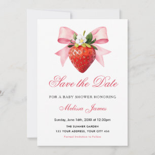 Coquette Berry Sweet Baby Shower Save The Date