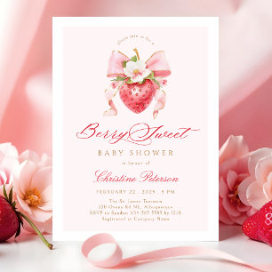 Coquette Berry Sweet Floral Baby Shower Invitation
