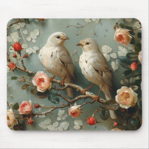 Coquette Birds Floral Mouse Pad