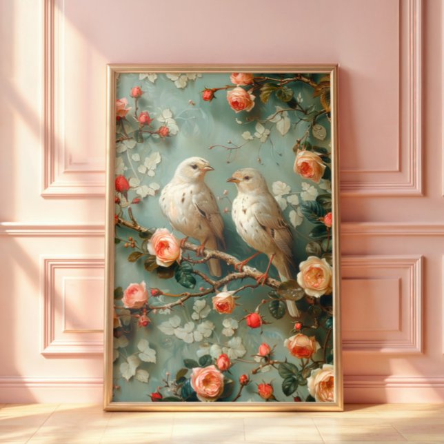 Coquette Birds Floral Poster (Creator Uploaded)