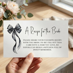 Coquette Black Bow Bridal Shower Recipe Cards