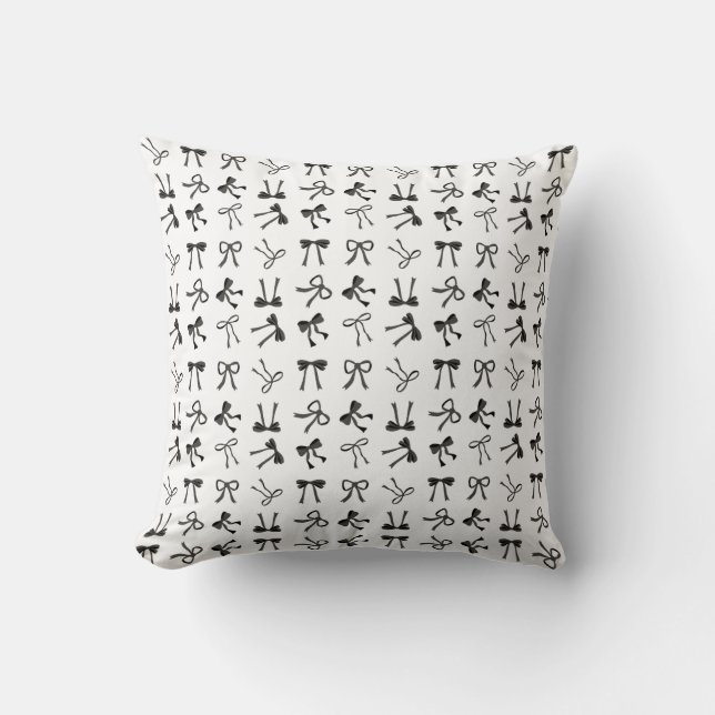 Coquette black Bows Throw Pillow (Front)