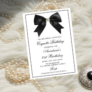 Coquette Black Ribbon,Coquette Party Birthday Invitation