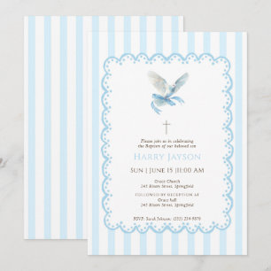 Coquette bleue Dove Baptême Invitation