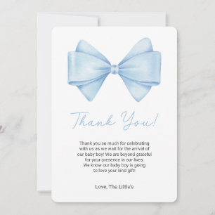 Coquette Blue Bow Baby Shower Thank You Card