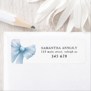 Coquette Blue Bow Bridal Shower Return Address