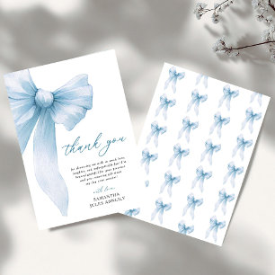 Coquette Blue Bow Bridal Shower Thank You Card