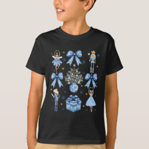Coquette Blue Bow Nutcracker Xmas Merry Christmas T-Shirt