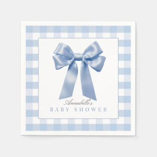 Coquette Blue Bow Ribbon Boy Baby Shower Napkin