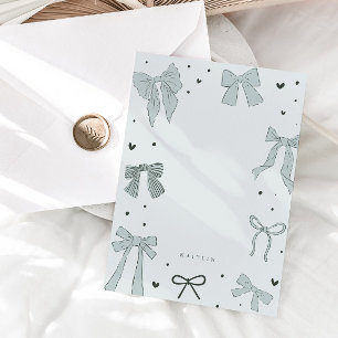 Coquette Blue Bow Ribbon Card