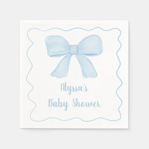 Coquette Blue Boy Bow Baby Shower Napkin