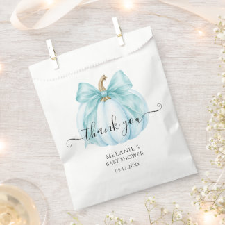 Coquette Blue Little Pumpkin Baby Shower Thank You Favour Bag