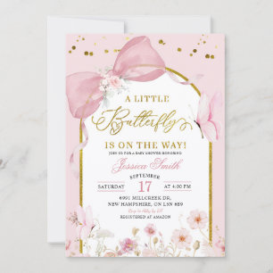 Coquette Blush Pink Butterfly Baby Shower Invitation