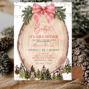 Coquette Blush Pink Rustic Winter Baby Shower Invitation
