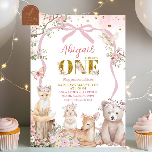 Coquette Blush Pink Spring woodland animals Invitation (Creator Uploaded)