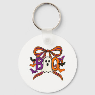 Coquette Boo Ghost Bow Cute Spooky Funny Halloween Keychain