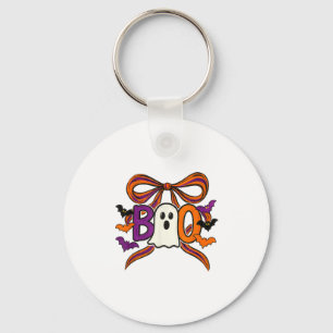 Coquette Boo Ghost Bow Cute Spooky Funny Halloween Keychain