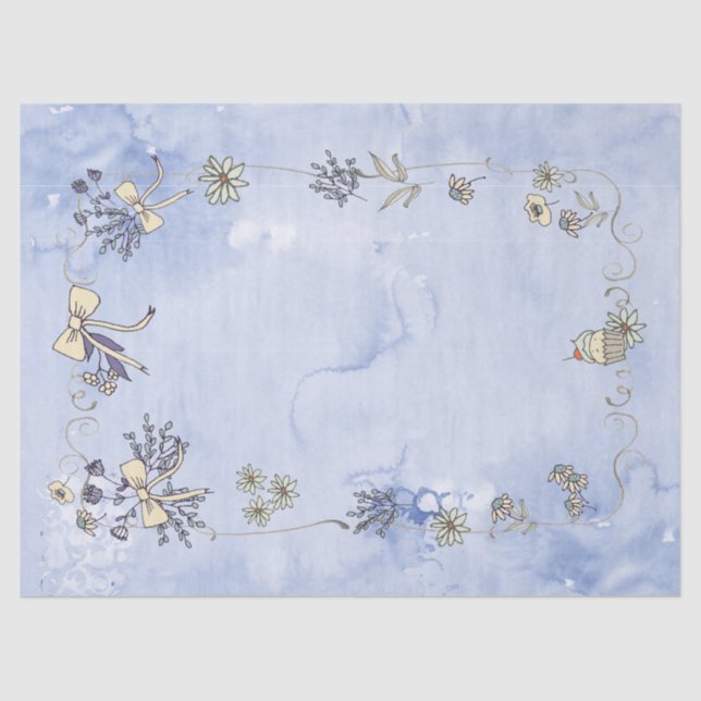 Coquette Border Watercolor Tissue Paper (Front)