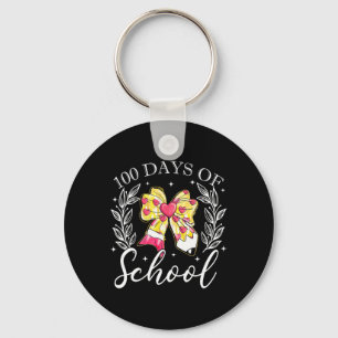 Coquette Bow 100 Days Of School Pencil Bow Teacher Keychain