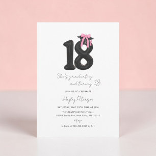 Coquette Bow 18th Birthday Graduation Party Invitation