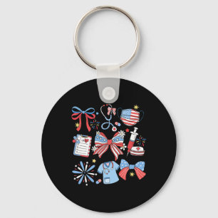 Coquette Bow 4th July Nurse Icu Nurse Crna Surgica Keychain