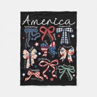 Coquette Bow 4th Of July Christian Jesus Independe Fleece Blanket
