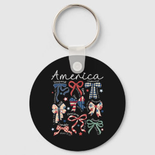 Coquette Bow 4th Of July Christian Jesus Independe Keychain