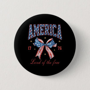 Coquette Bow 4th Of July Girly America Patriotic W 2 Inch Round Button