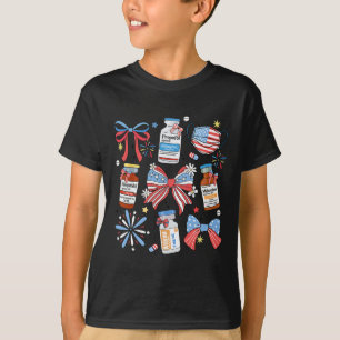 Coquette Bow 4th Of July Nurse Girly Pharmacy Icu T-Shirt