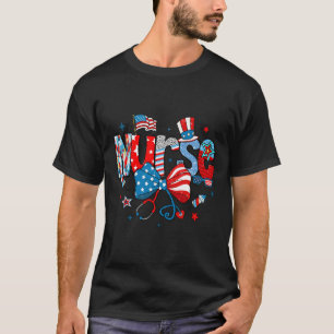 Coquette Bow 4th Of July Nurse Nursing Usa Flag Gi T-Shirt