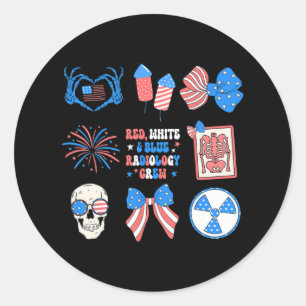 Coquette Bow 4th Of July Radiology Department X-ra Classic Round Sticker