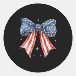 Coquette Bow 4th Of July Us Flag God Shed His Grac Classic Round Sticker