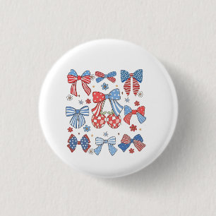 Coquette Bow 4th Of July USA American Patriotic  1 Inch Round Button