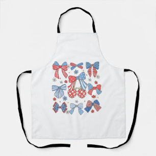 Coquette Bow 4th Of July USA American Patriotic  Apron