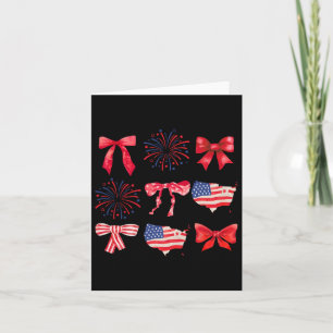 Coquette Bow 4th Of July Usa American Patriotic Wo Card